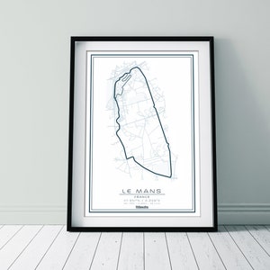 Le Mans racebaanprint. Racing Circuit silhouet wit mat fine-art papier, cadeau, poster, autoafdruk, verjaardag, muurafdruk, cadeau