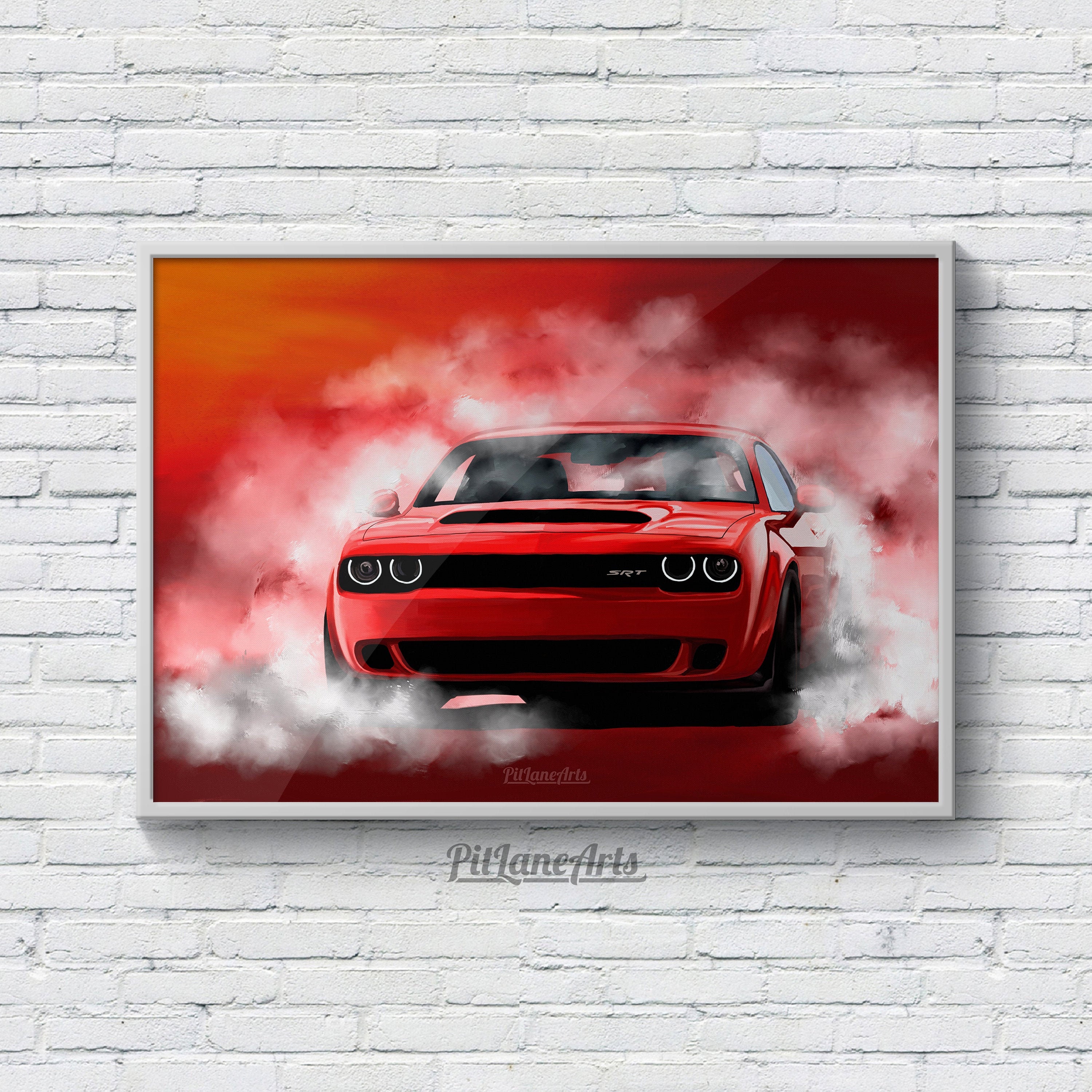 Dodge Challenger SRT Demon Burnout Art Print - Modern American
