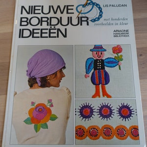 Scandinavian book Danish Lis Paludan 1973 Dutch edition applikeren en borduren 1970s embroidery DIY craft book retro flower power image 1