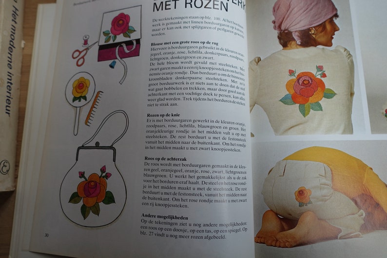 Scandinavian book Danish Lis Paludan 1973 Dutch edition applikeren en borduren 1970s embroidery DIY craft book retro flower power image 9