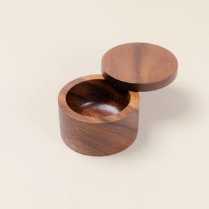 Handmade Wooden Salt Box with Swivel Lid: Tea Leaf, Sugar, Seasoning