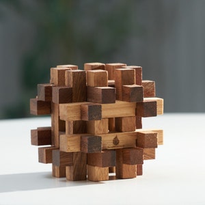Handmade Wooden Ball Puzzle: 3D Brain Teaser STEM Toy