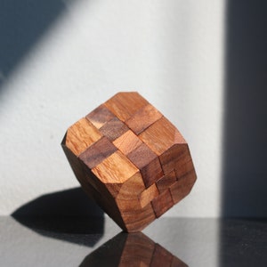Hidden Passage: Cube Wooden Puzzle for Adults Handmade Mechanical 3D Brain Teaser Game Traditional Interlocking Educational Puzzle