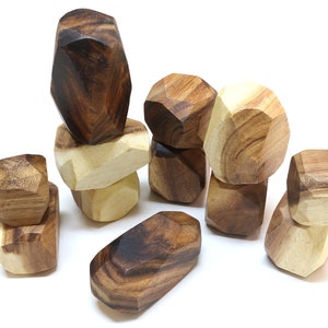 Wooden Balancing Blocks: Meditative Educational Sensory STEM Toy Stacking Game Wood Balance Rocks Set Tum ISHI Montessori with Cotton Bag image 6
