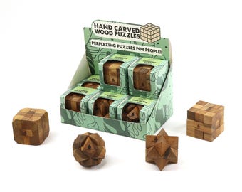Curated Gift Box Puzzle Set: 12 Handmade Classic Wooden Puzzles