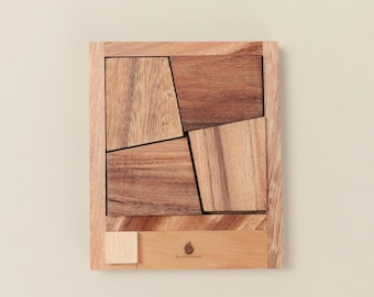 Handmade Wooden Puzzle: Square Deal 3D Brain Teaser