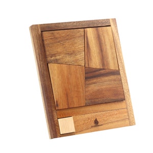 The Square Deal: Wooden Puzzle 3D Brain Teaser Puzzle STEM Skill Builder Tangram Game Educational Problem-Solving Unique Handmade Puzzle