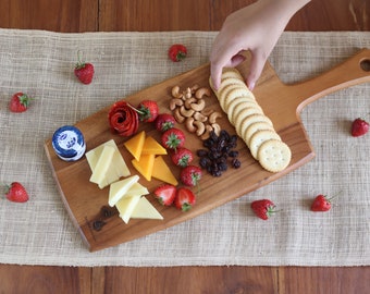 Wood Charcuterie Board Handle: Wooden Serving Tray, Wood Kitchen Board, Wood Platter Chopping Board or Cheese Board, Housewarming Gift Ideas