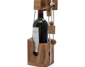 Wine Challenge: Wine Bottle Puzzle Gift for Parties Bottle Lock Challenge Funny Gifts for Adults White Elephant Mind Puzzle For Adults