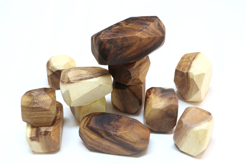 Wooden Balancing Blocks: Meditative Educational Sensory STEM Toy Stacking Game Wood Balance Rocks Set Tum ISHI Montessori with Cotton Bag image 3