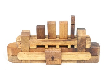 Bateau Ship puzzle : Wooden Puzzle Adult & 3D Brain Teaser Game Wood Mind Brain Logic STEM Toy Unique