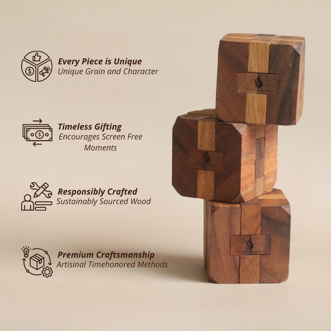 Handmade Wooden Cube Puzzle: 3D Brain Teaser for Adults - Etsy