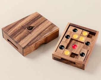 Handmade Wooden Klotski Puzzle: Eco-Friendly Brain Teaser Game