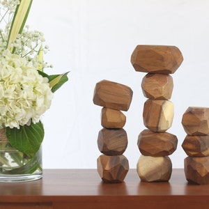 Wooden Balancing Blocks: Meditative Educational Sensory STEM Toy Stacking Game Wood Balance Rocks Set Tum ISHI Montessori with Cotton Bag image 8