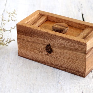 Acacia Wood Treasure Chest: Triple Lock Puzzle Box for Adults