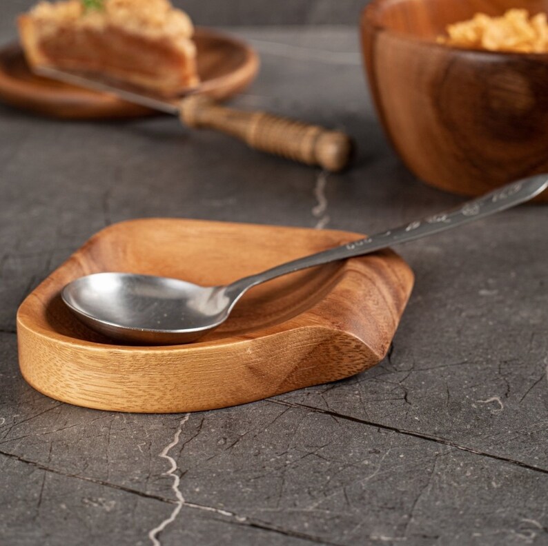 Acacia Wood Spoon Rest Farmhouse Holder to Rest Utensils Etsy