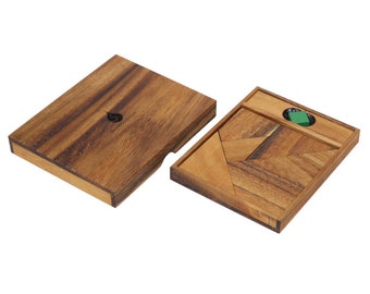 Handmade Monkeypod Wood Tangram Puzzle: Brain Teaser Game