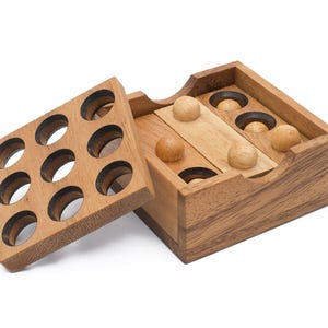 Handmade Wooden Brain Teaser Puzzle: SiamMandalay Gopher Holes