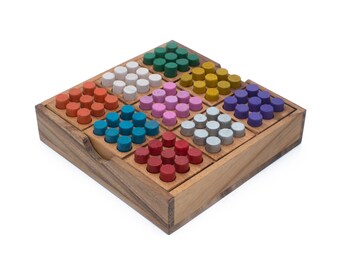 Wood Colored Sudoku Board: STEM Family Game Math Brain Teaser Toys Educational Rainbow ColorKu Logic  Game Handmade Unique Father's Day Gift