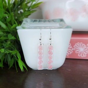 Pyrex Inspired Pink Daisy Earrings