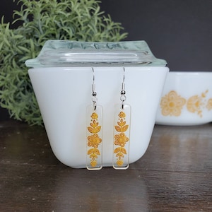 Pyrex Inspired Butterfly Gold Earrings