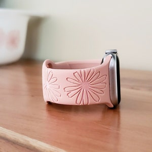 Pyrex Pink Daisy Inspired Engraved Silicone Watch Band