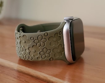 Pyrex Spring Blossom Green Silikon Uhrenarmband graviert