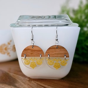 Pyrex Butterfly Gold Inspired Mixed Media Earrings