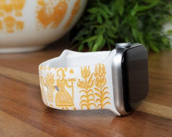 Pyrex Pumpkin Butterprint Geïnspireerde gegraveerde siliconen horlogeband