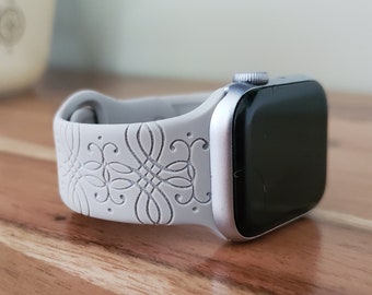 Pyrex Empire Scroll Filigree Engraved Silicone Watch Band