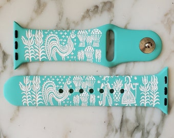 Pyrex Turquoise Butterprint inspiriertes graviertes Silikonarmband