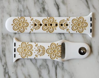 Butterfly Gold Watch Band - Pyrex Inspired Retro 70s Silicone Strap for Apple Watch & Smartwatches