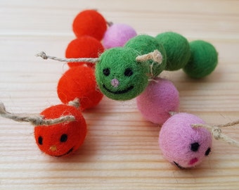 Unique cat toys, funny cat toy with catnip, gifts for cat, felt ball worm cat toy, handmade toy gift for pet