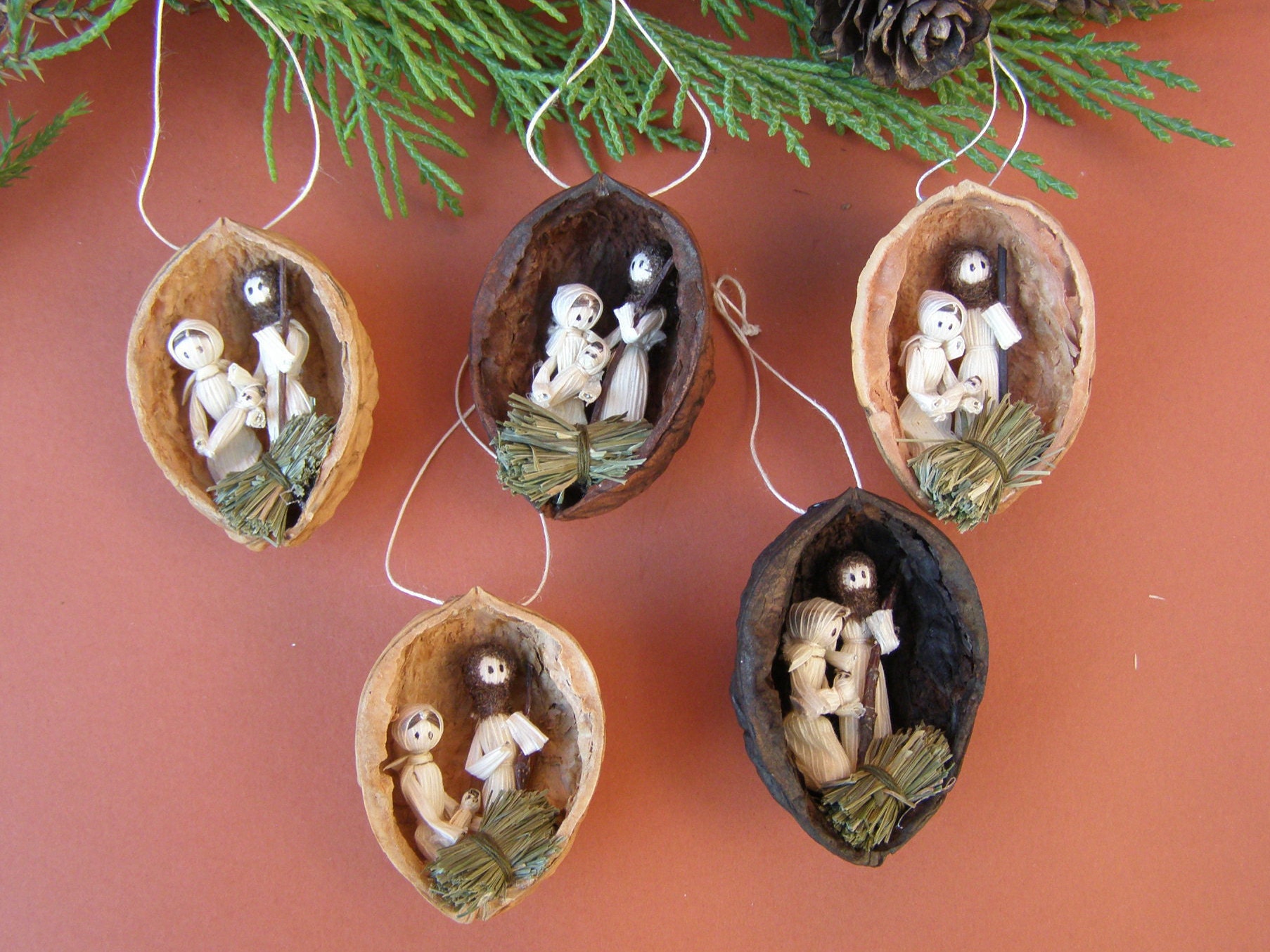 Miniature Rustic Nativity Ornaments Gift Set. Individually Etsy