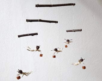 Corn Husk Firefly Mobile: Rustic Fairycore Wall Hanging