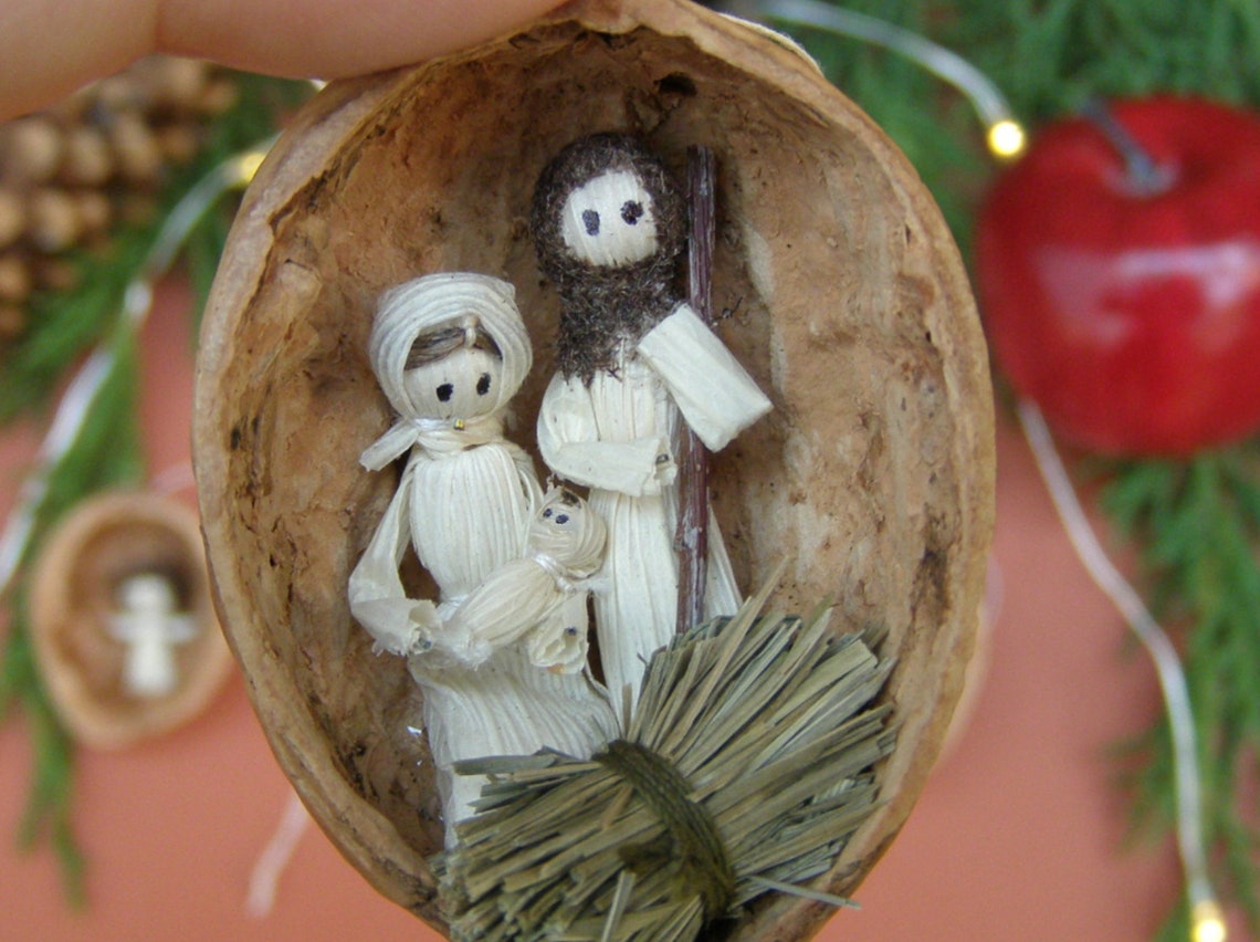 Miniature Rustic Nativity Ornaments Gift Set. Individually Etsy