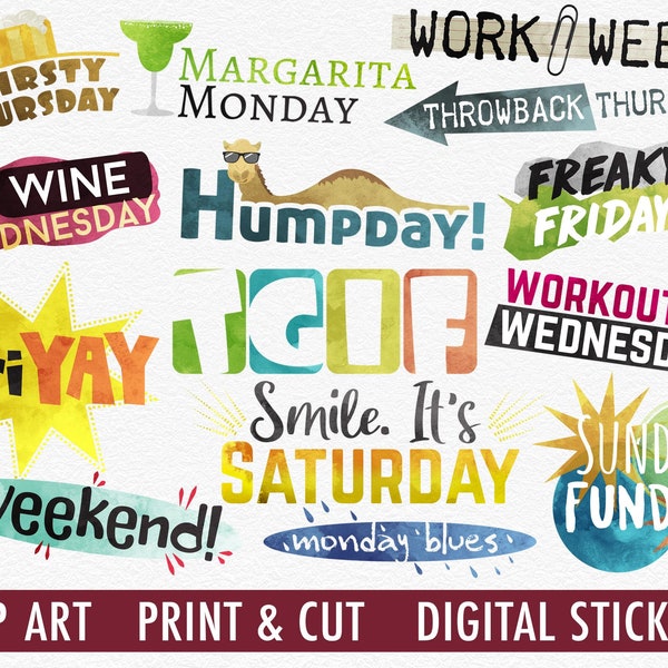 Days of Week Clipart - Etsy