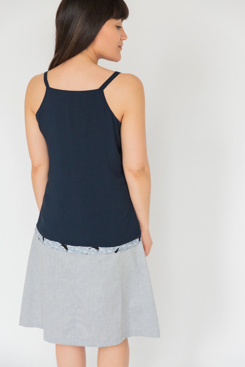 FLOW Reversible Tank top Navy Sea and Bird