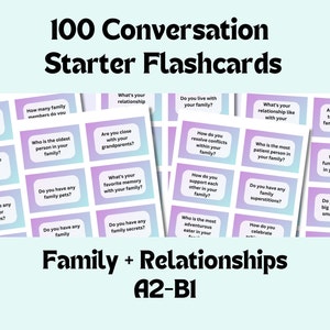 Schede didattiche per iniziare una conversazione su famiglia e relazioni per studenti di inglese Schede didattiche di vocabolario ESL A2-B1