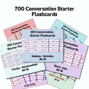 700 Flashcards para iniciar conversas para alunos de ESL de nível A1 a B2, tópicos gerais e muito mais, atividades interativas de ESL e sugestões de conversação