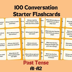 100 Flashcards Gespreksstarter voor beginnende ESL-leerlingen Verleden eenvoudige tijd Spreekkaarten A1-A2 Spreekinstructies
