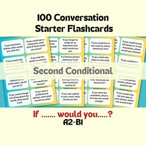 100 ESL Second Conditional Conversation Starter Flashkarten für A2-B1 ESL-Lerner Üben Sprechen Verbessern Sie Ihre Sprechfähigkeiten
