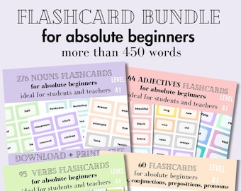 ESL Flashcard Bundle: Basic Vocabulary for Beginners (PDF Pattern)