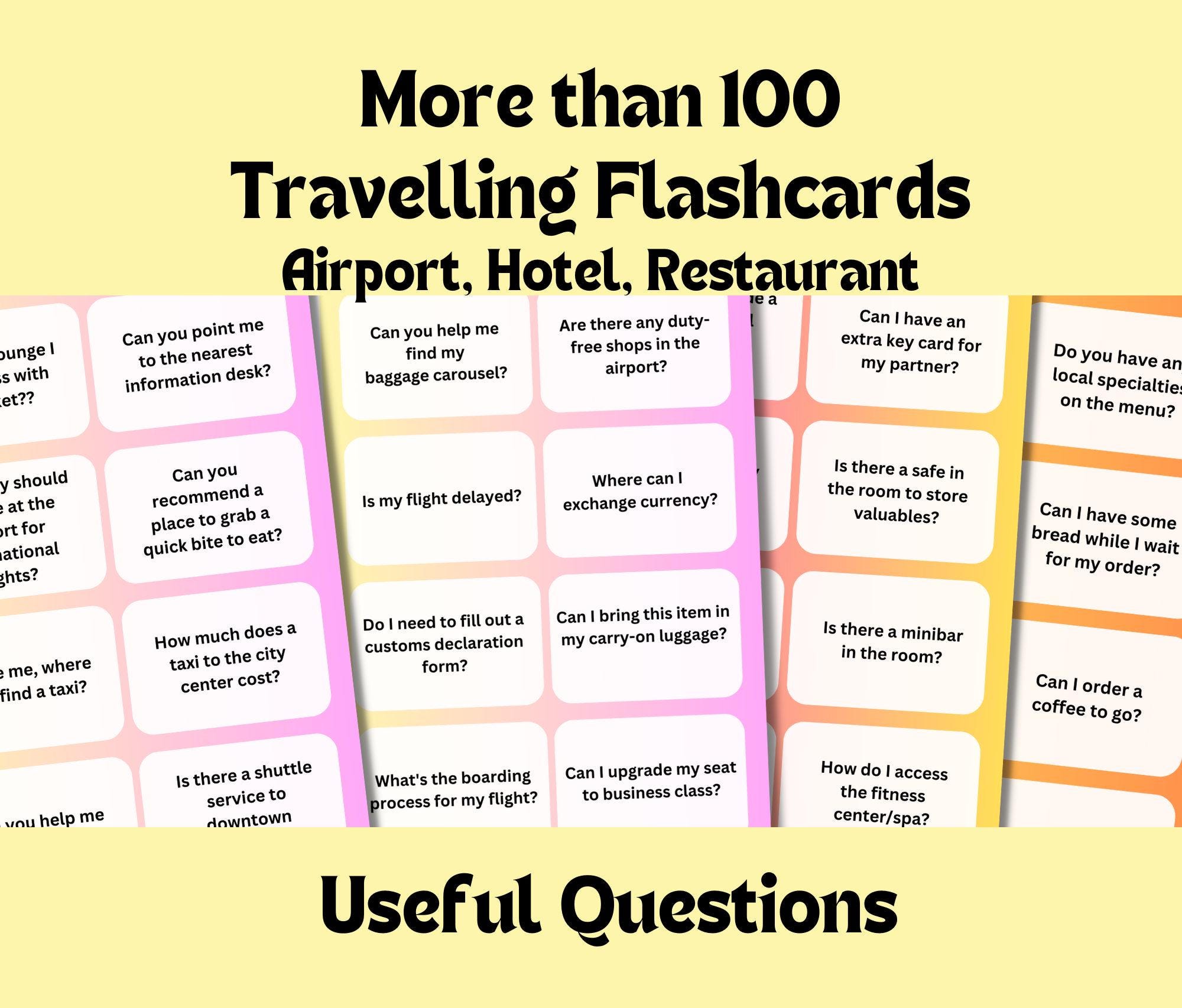 100 Travel Flashcards: Essential English Phrases (digital Download) - Etsy