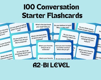100 ESL Conversation Starter Flashcards - A2-B1 Level | Engage Your Students / Learn English Vocabulary Easily!