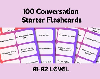 100 ESL-gespreksstarter-flashcards - A1-A2-niveau | Betrek uw studenten en geef les, leer gemakkelijk Engels!