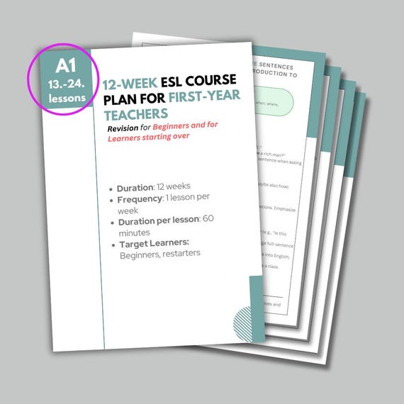 12-Week ESL Lesson Plans: Beginner Adult Curriculum (PDF)