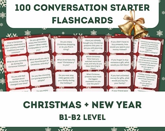 100 ESL Christmas & New Year Conversation Starters for B1–B2 Learners | Intermediate Speaking Flashcards
