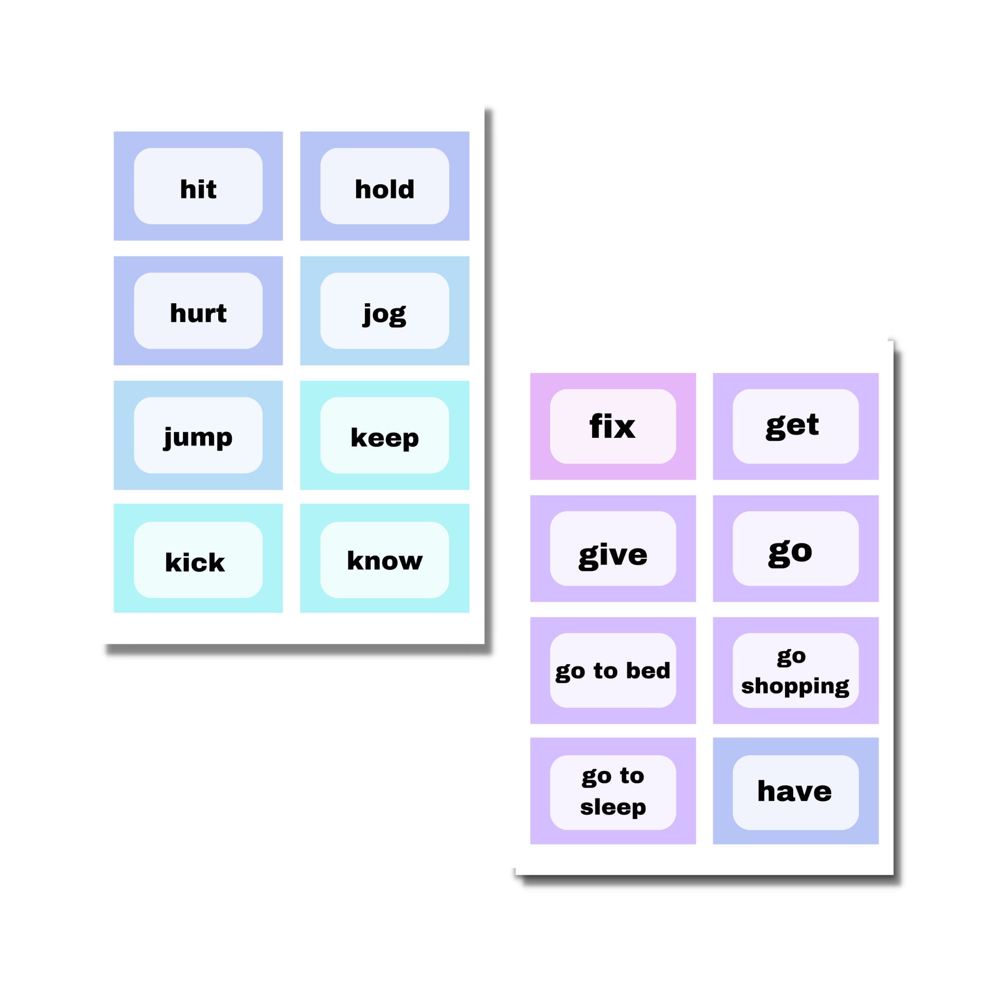 ESL Verbs Flashcards for Beginners: English Classroom & Homeschool ...