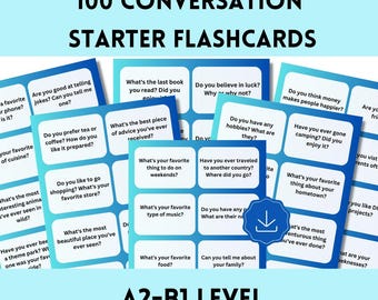 ESL Conversation Starter Flashcards: A2-B1 Level (100 Cards)